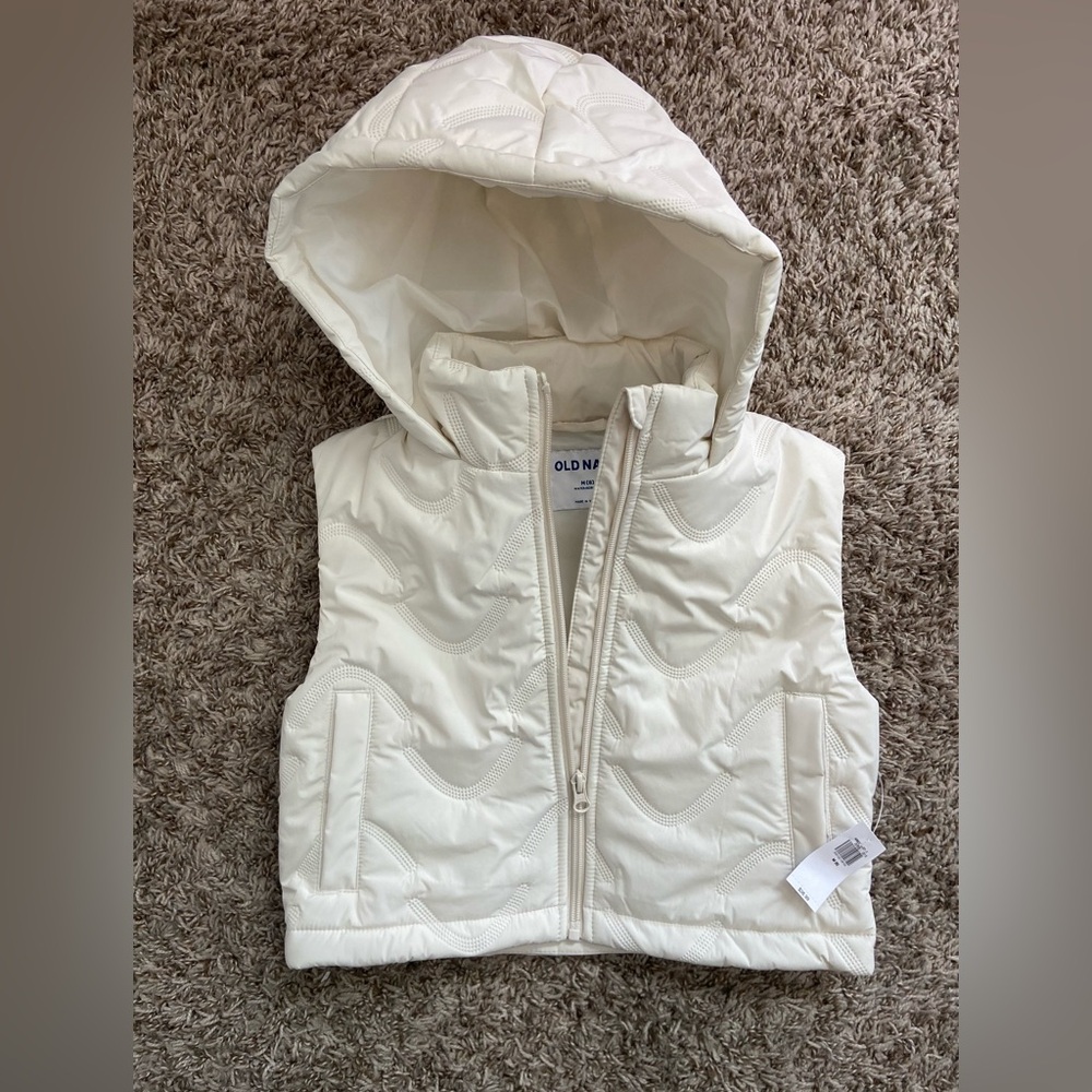Old Navy Cream Hooded Vest